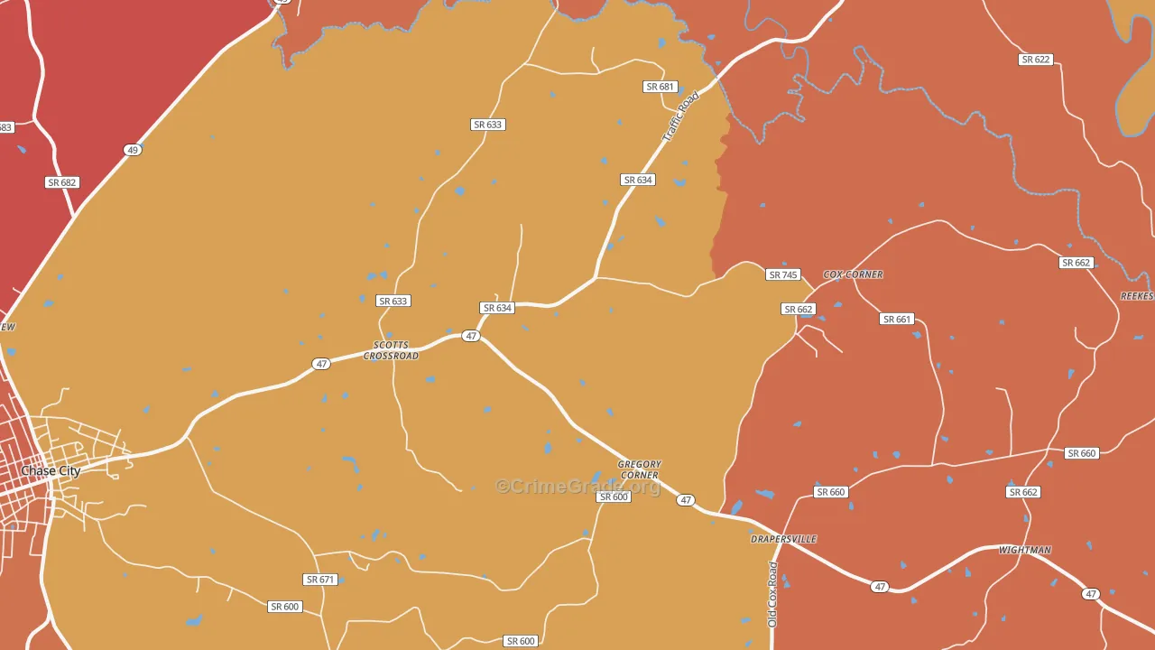 Scotts Crossroad, VA Map of Assault Rates