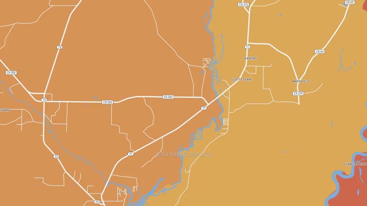 Scotts Ferry, FL Map of Assault Rates