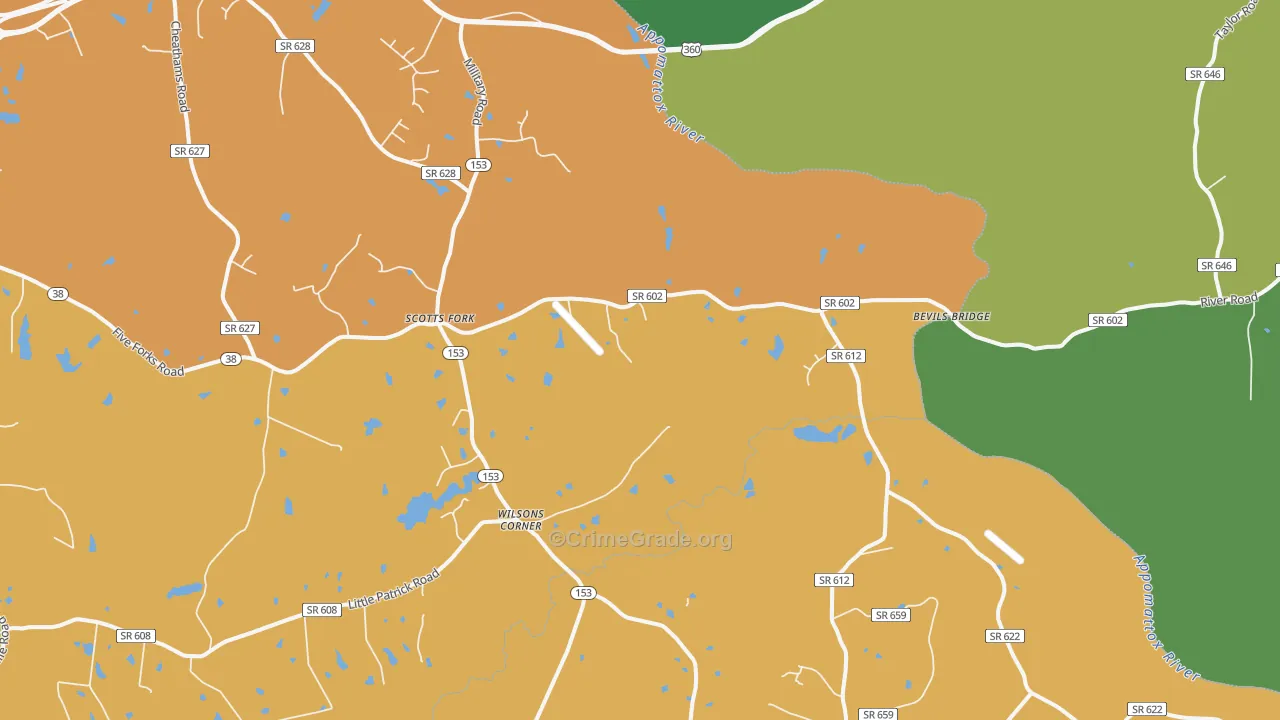 Scotts Fork, VA Map of Assault Rates