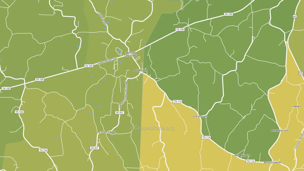 Scotts Hill, TN Map of Assault Rates