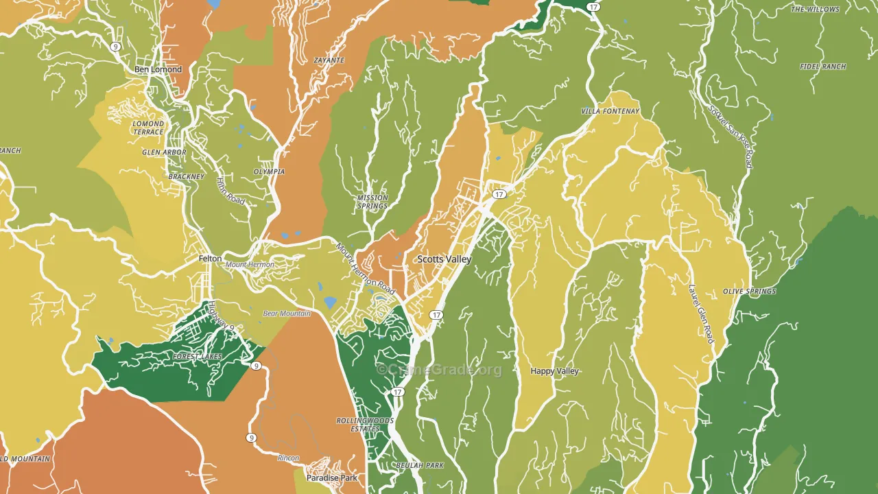Scotts Valley, CA Map of Assault Rates