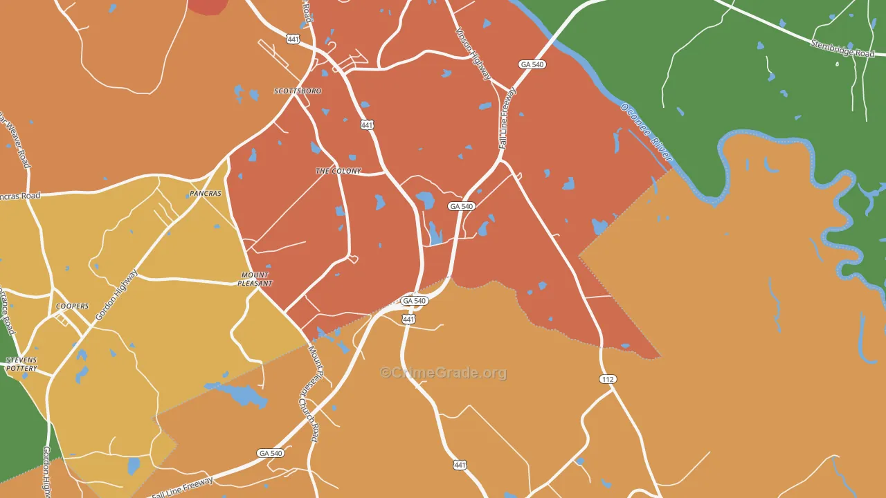 Scottsboro, GA Map of Assault Rates