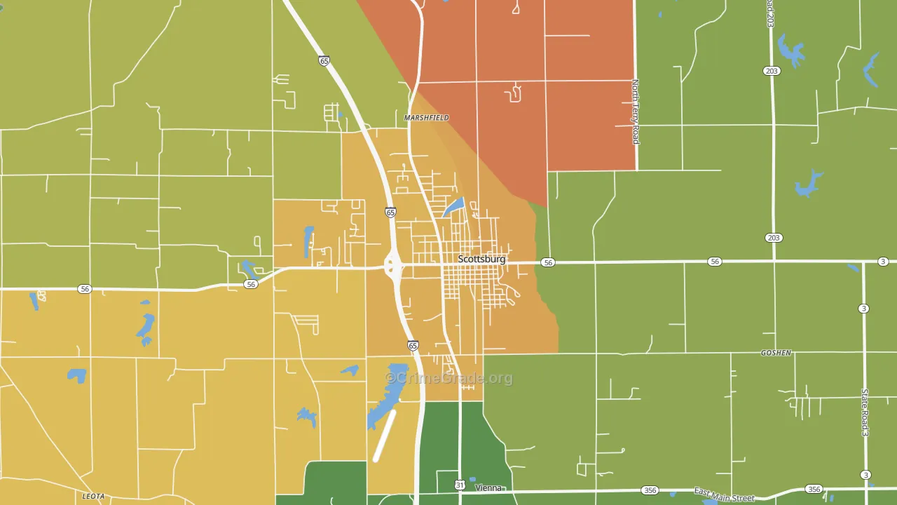 Scottsburg, IN Map of Assault Rates