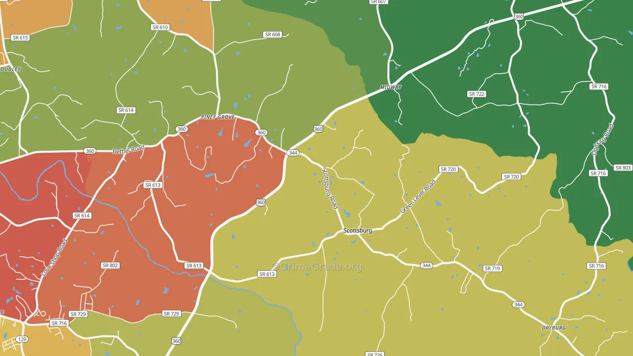 Scottsburg, VA Map of Assault Rates