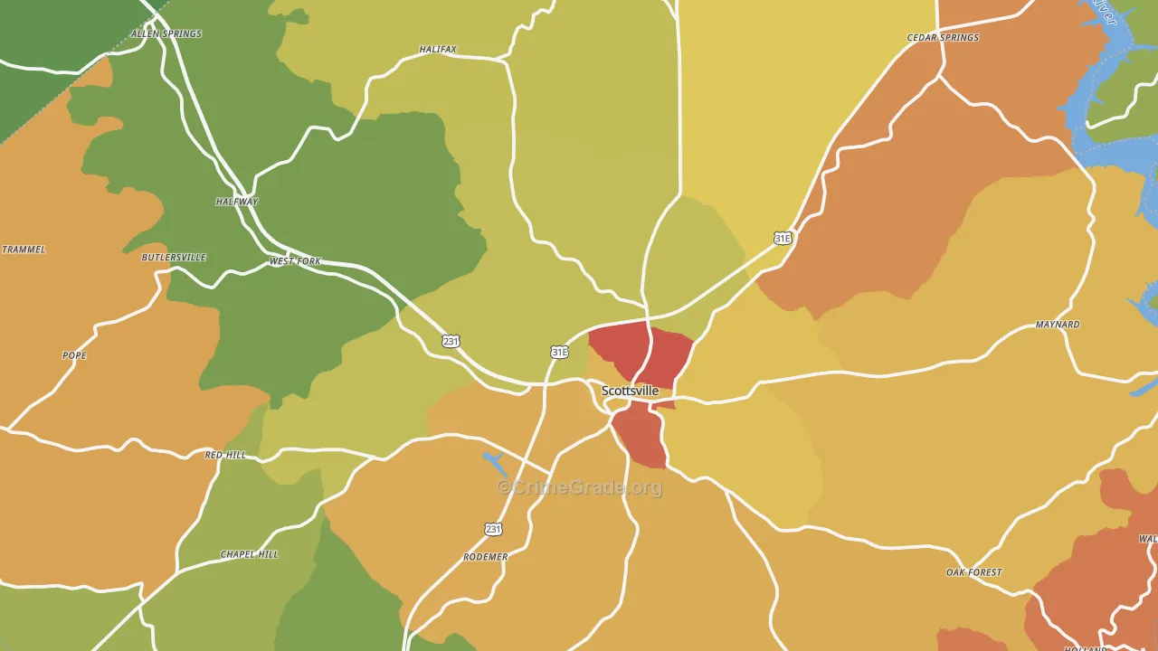 Scottsville, KY Map of Assault Rates