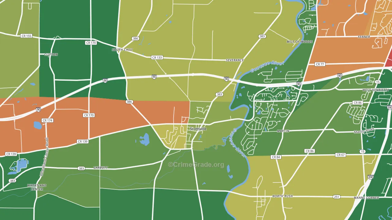Scottsville, NY Map of Assault Rates