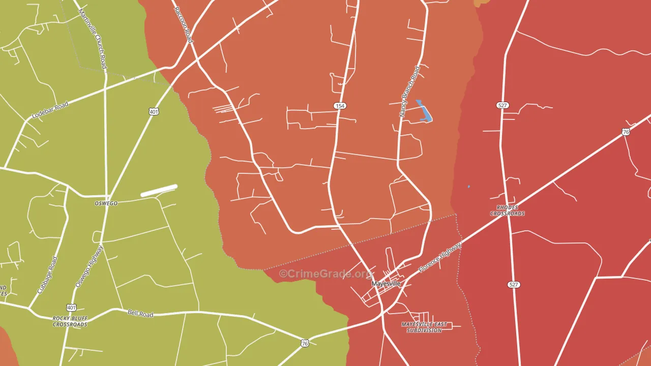 Scottsville, SC Map of Assault Rates