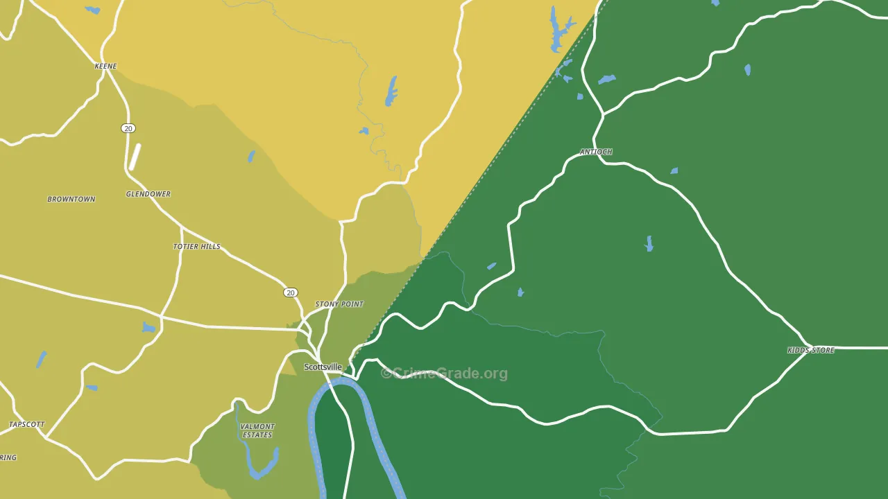 Scottsville, VA Map of Assault Rates