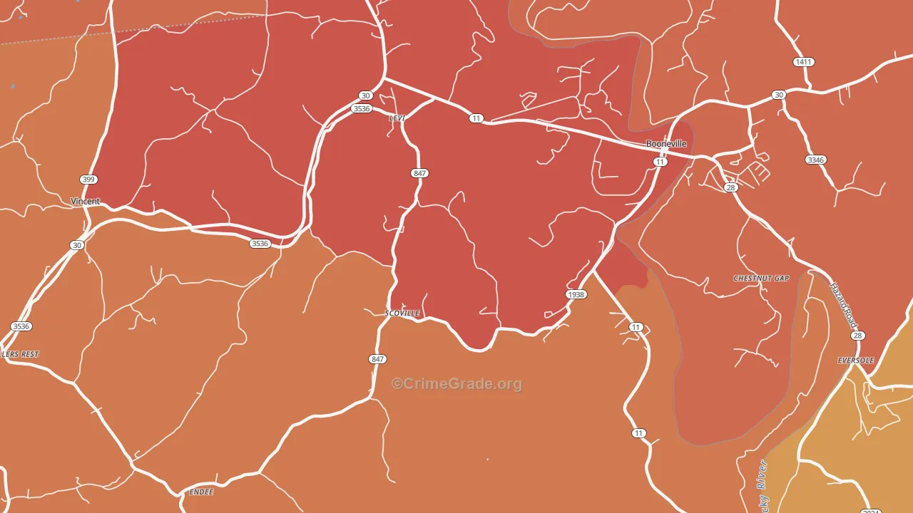 Scoville, KY Map of Assault Rates