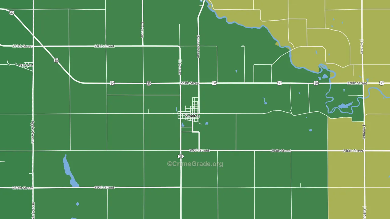 Scranton, IA Map of Assault Rates