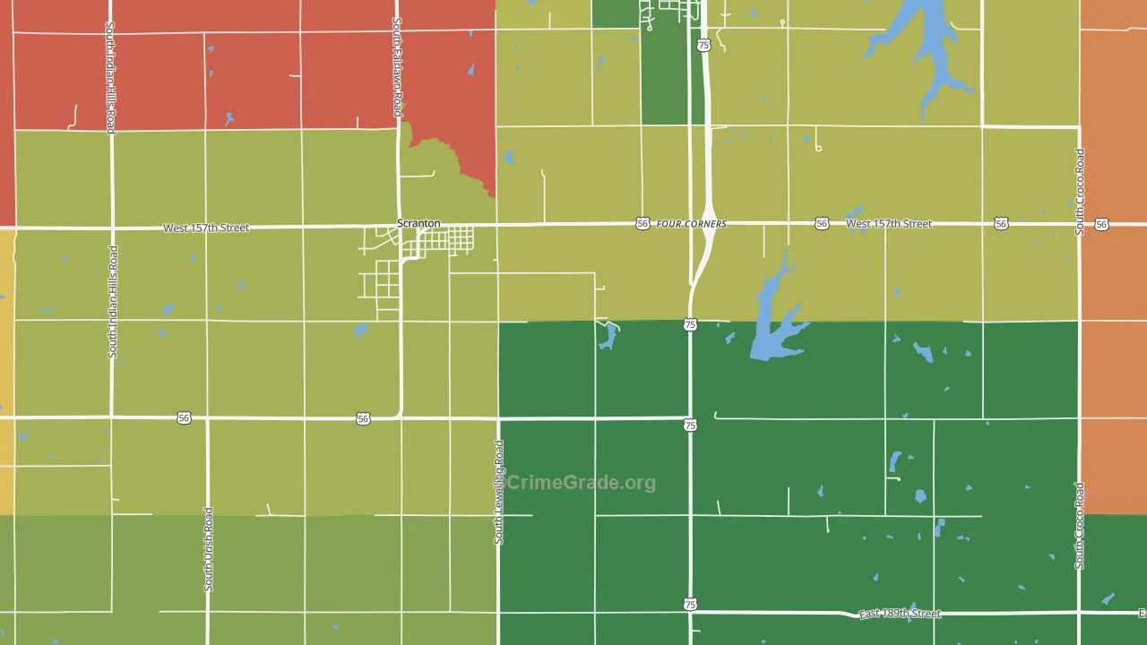 Scranton, KS Map of Assault Rates