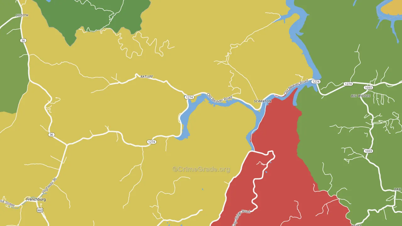 Scranton, KY Map of Assault Rates