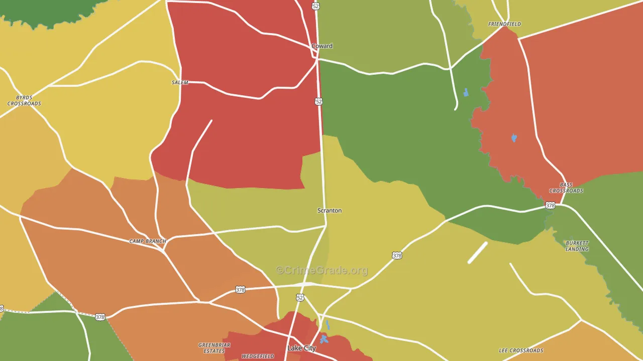 Scranton, SC Map of Assault Rates