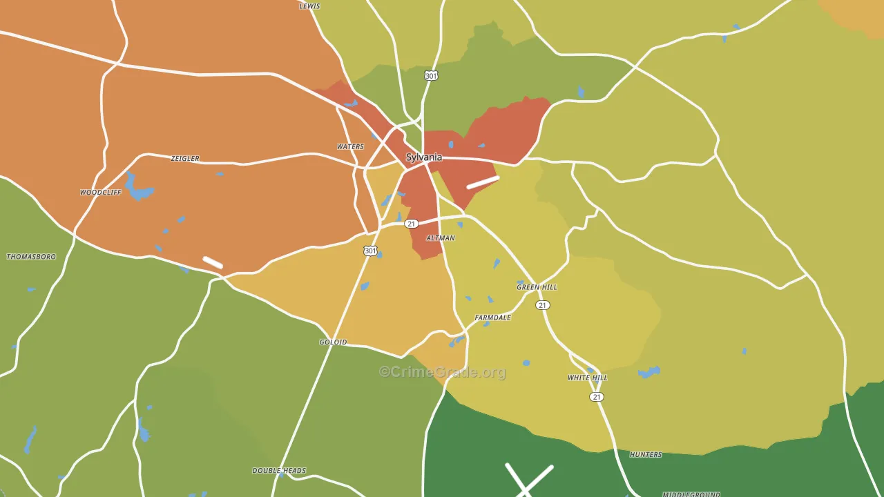 Screven County, GA Map of Assault Rates
