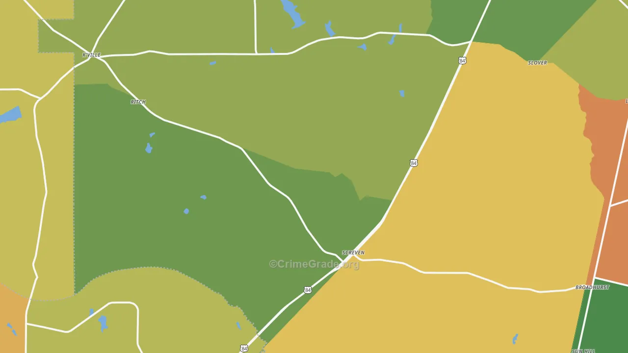 Screven, GA Map of Assault Rates