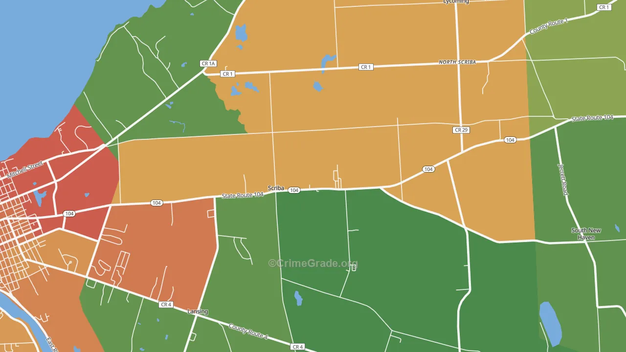 Scriba Center, NY Map of Assault Rates