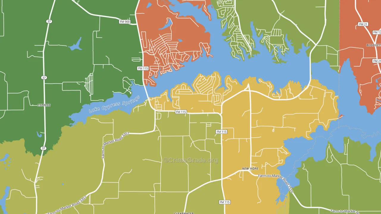 Scroggins, TX Map of Assault Rates