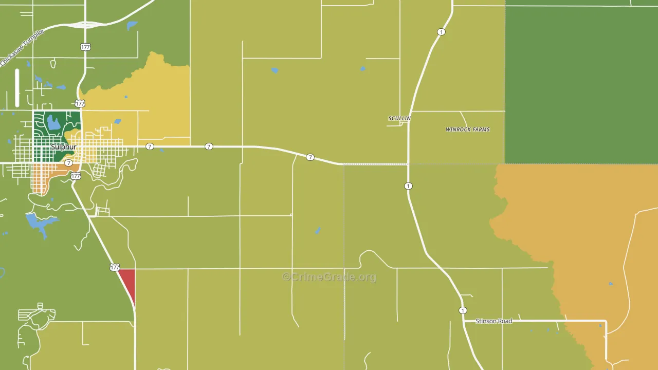 Scullin, OK Map of Assault Rates