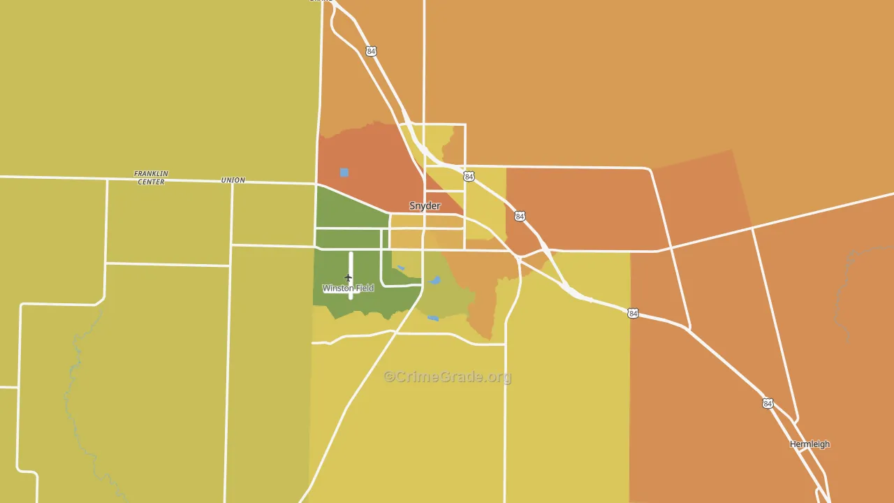 Scurry County, TX Map of Assault Rates
