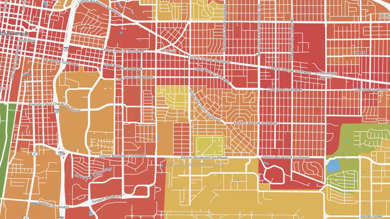 Se Heights, Albuquerque, NM Map of Assault Rates