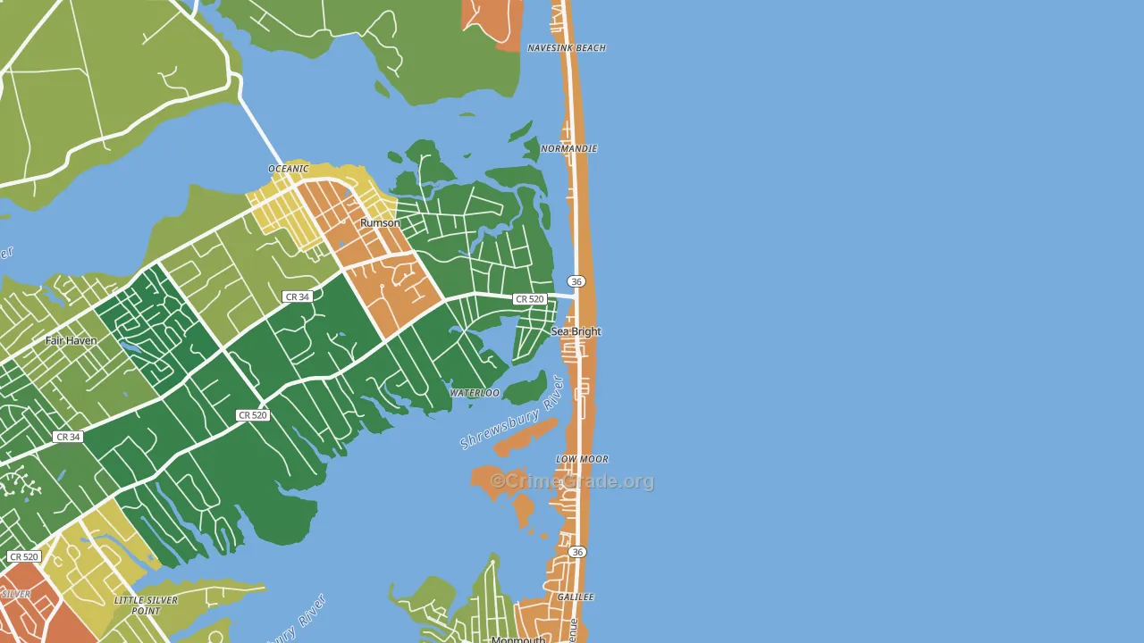 Sea Bright, NJ Map of Assault Rates