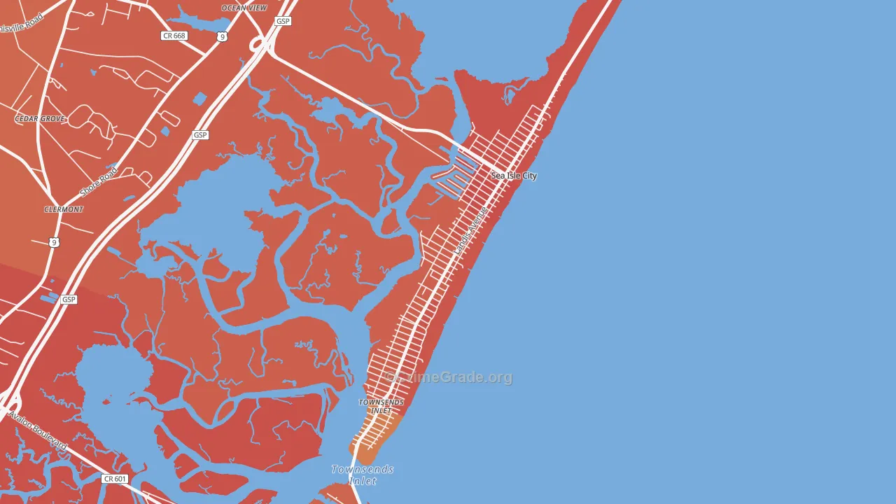Sea Isle City, NJ Map of Assault Rates