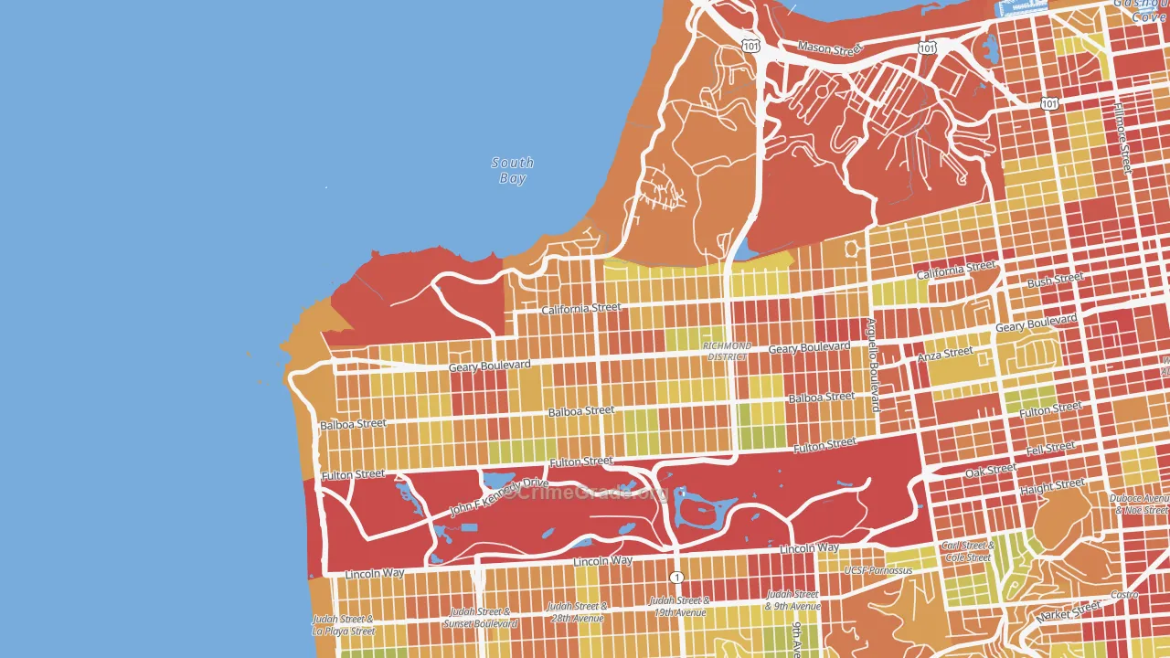 Seacliff, San Francisco, CA Map of Assault Rates