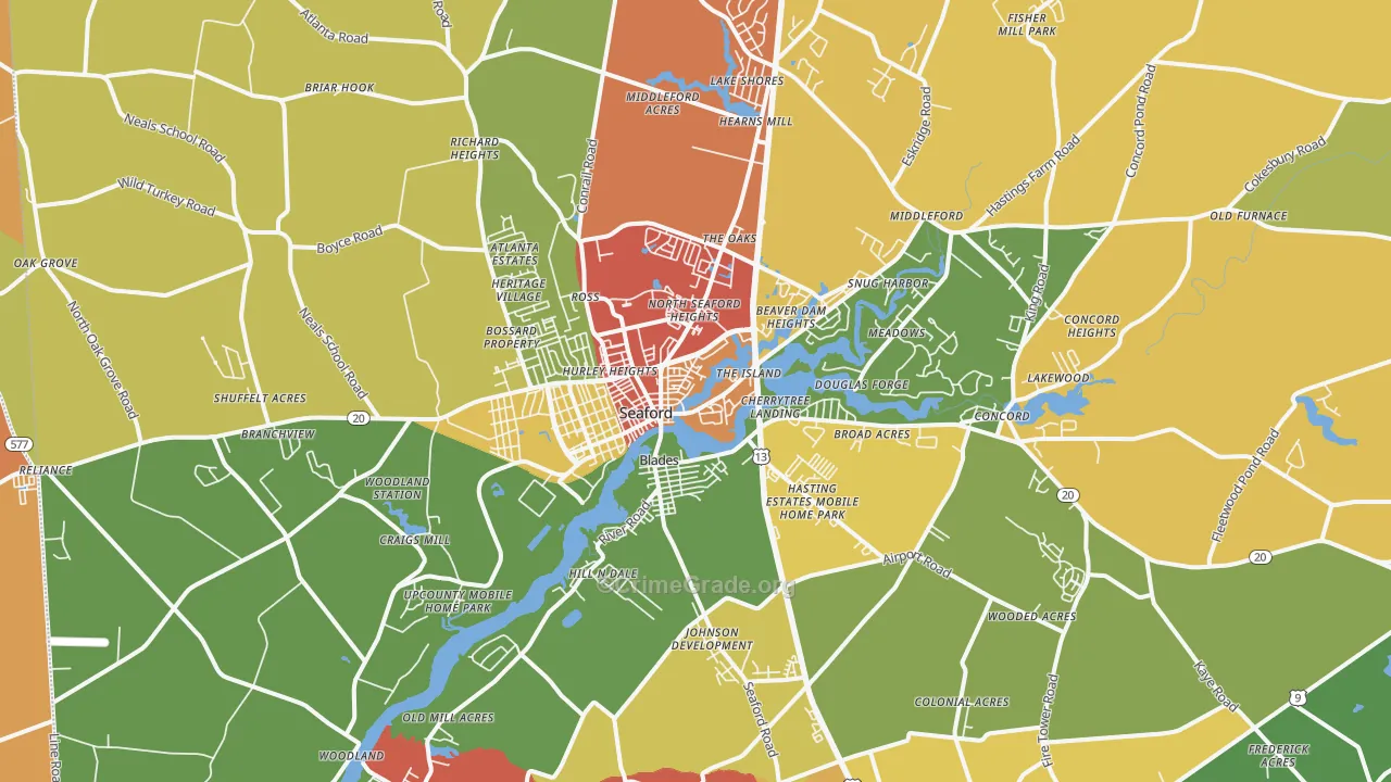 Seaford, DE Map of Assault Rates