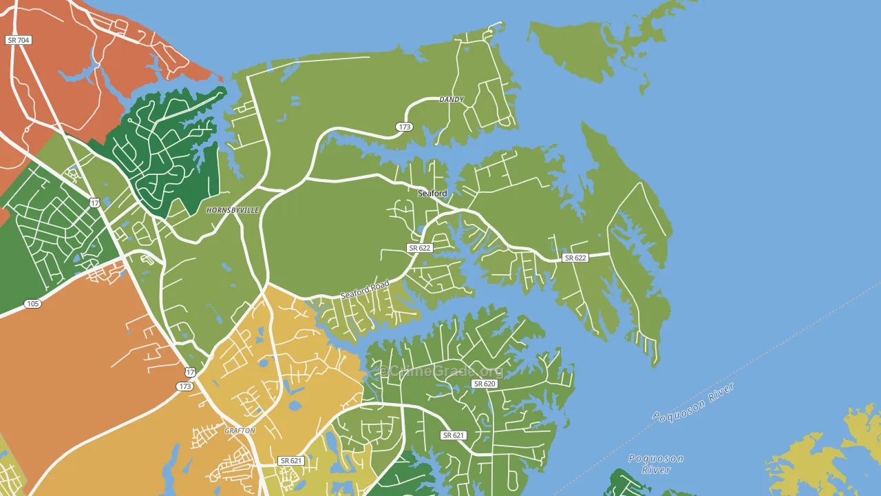 Seaford, VA Map of Assault Rates