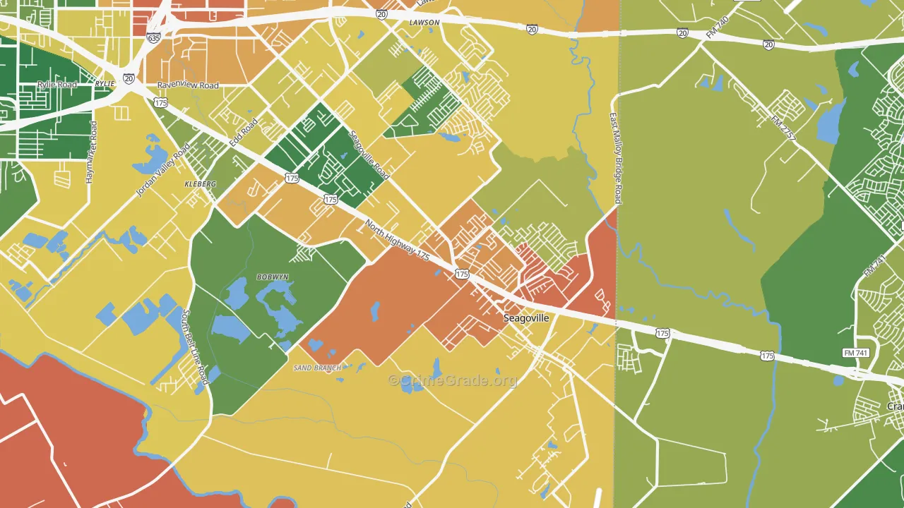Seagoville, TX Map of Assault Rates