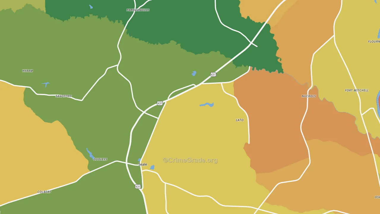 Seale, AL Map of Assault Rates