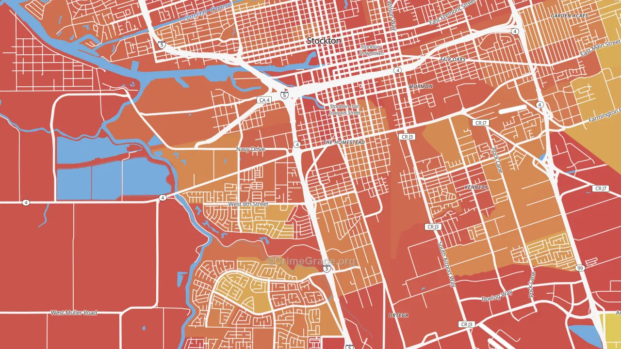 Seaport, Stockton, CA Map of Assault Rates