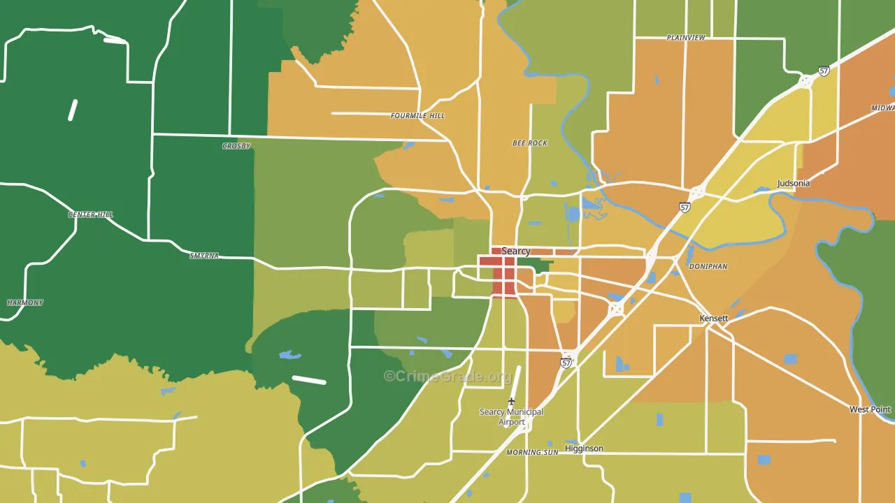Searcy, AR Map of Assault Rates