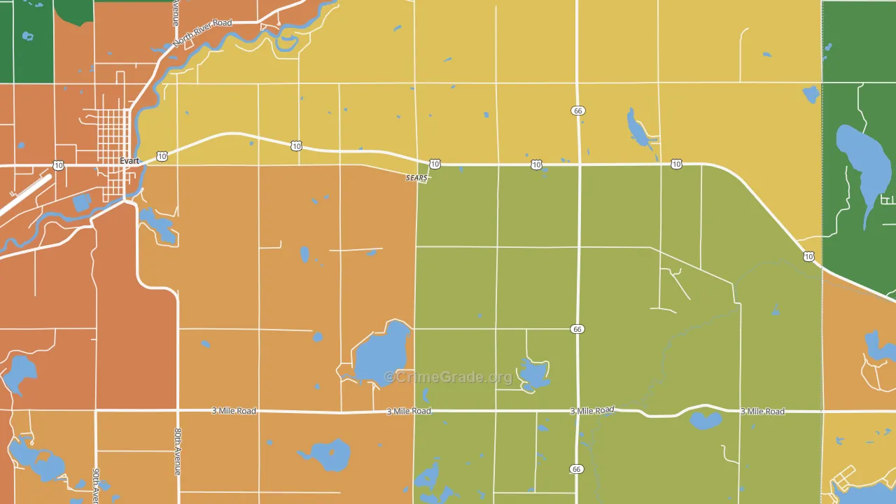 Sears, MI Map of Assault Rates