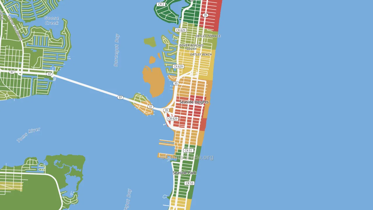 Seaside Heights, NJ Map of Assault Rates