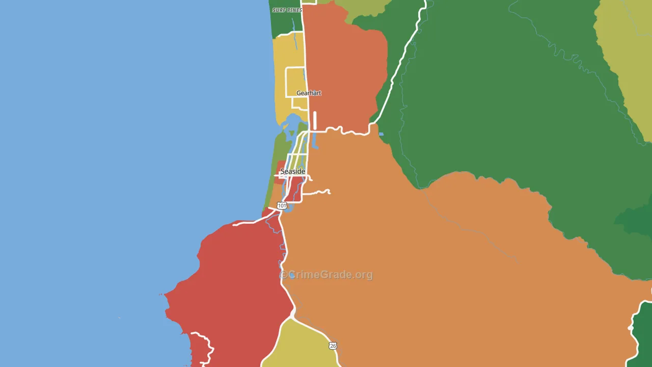 Seaside, OR Map of Assault Rates