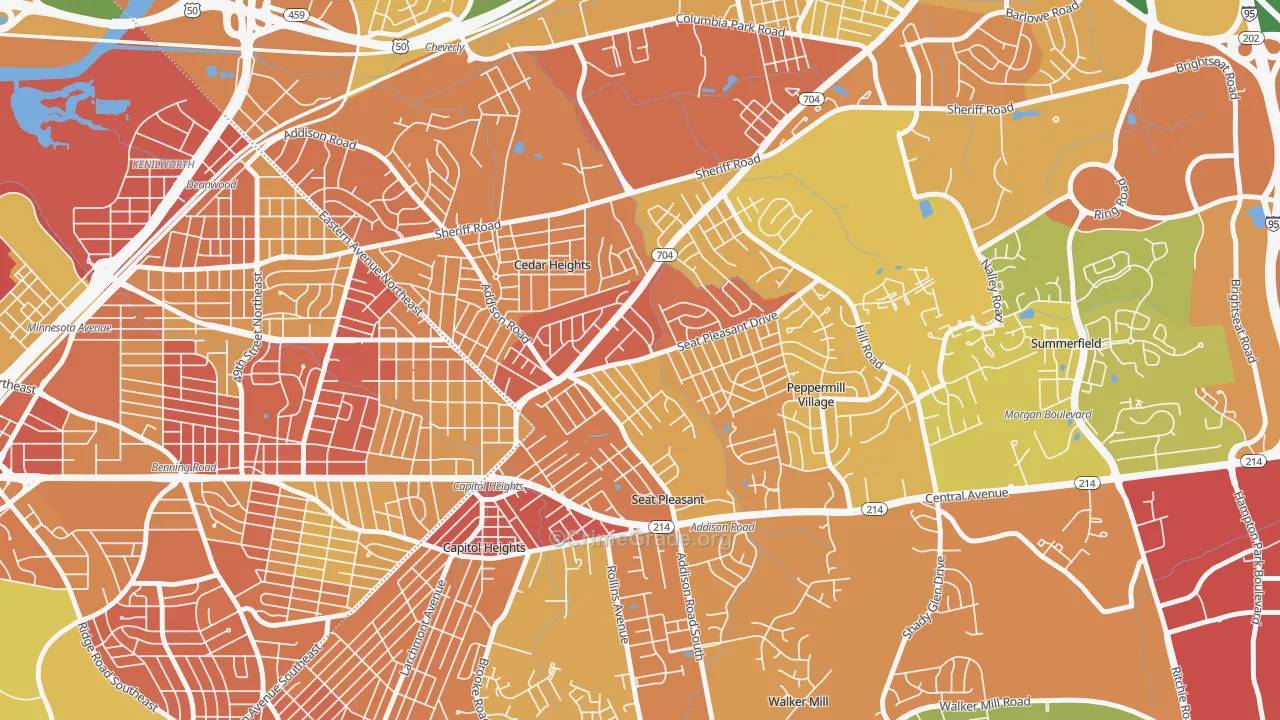 Seat Pleasant, MD Map of Assault Rates