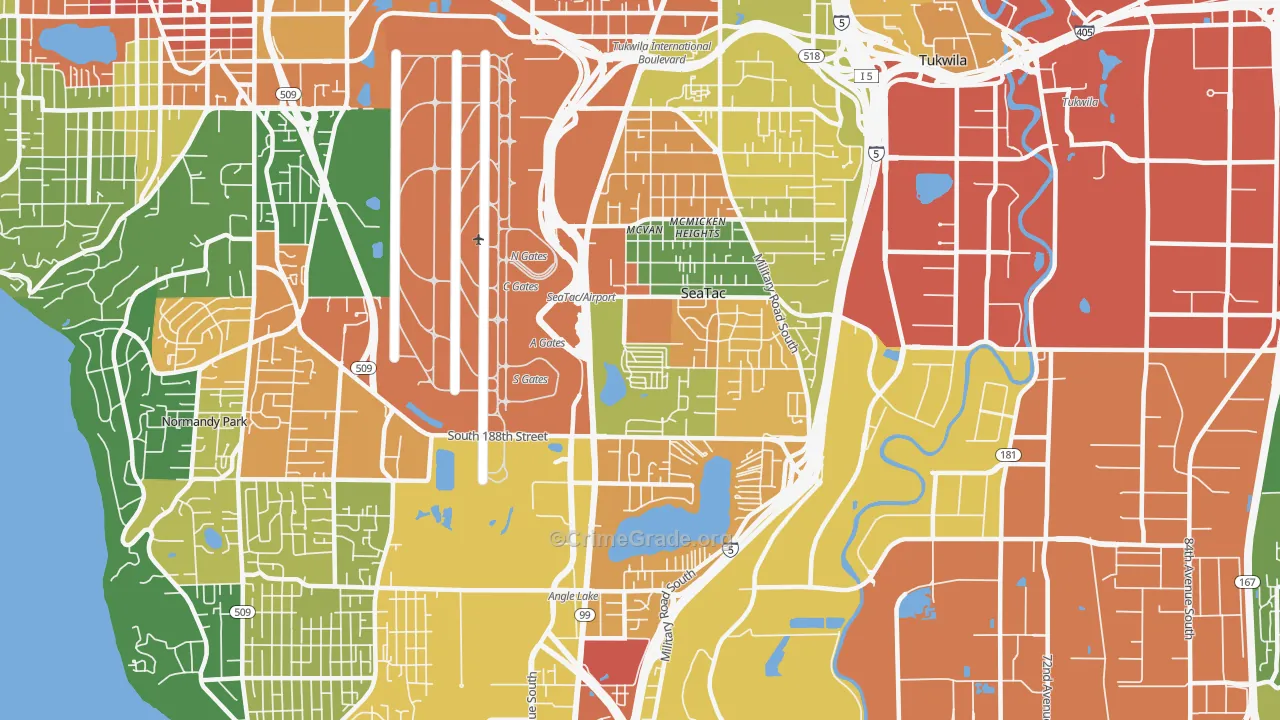 SeaTac, WA Map of Assault Rates