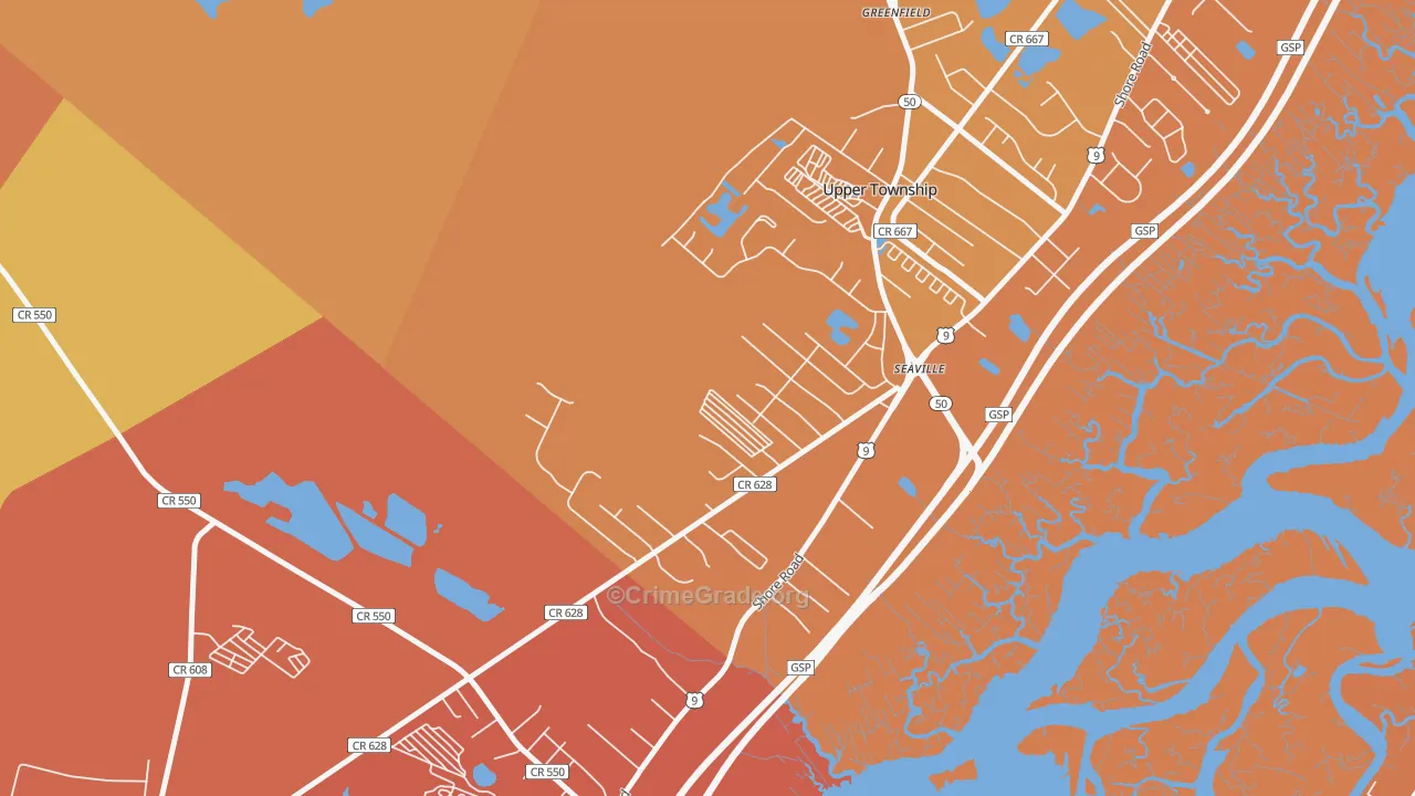 Seaville, NJ Map of Assault Rates
