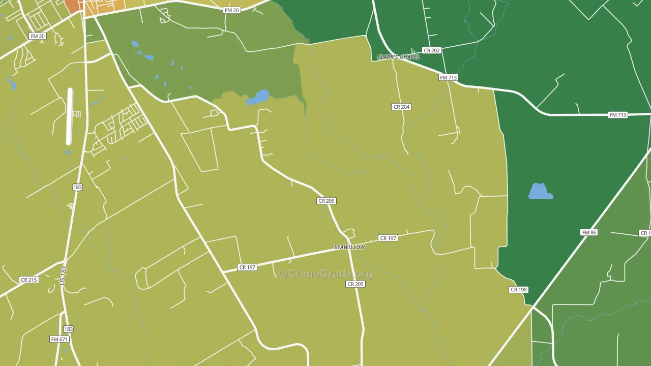 Seawillow, TX Map of Assault Rates