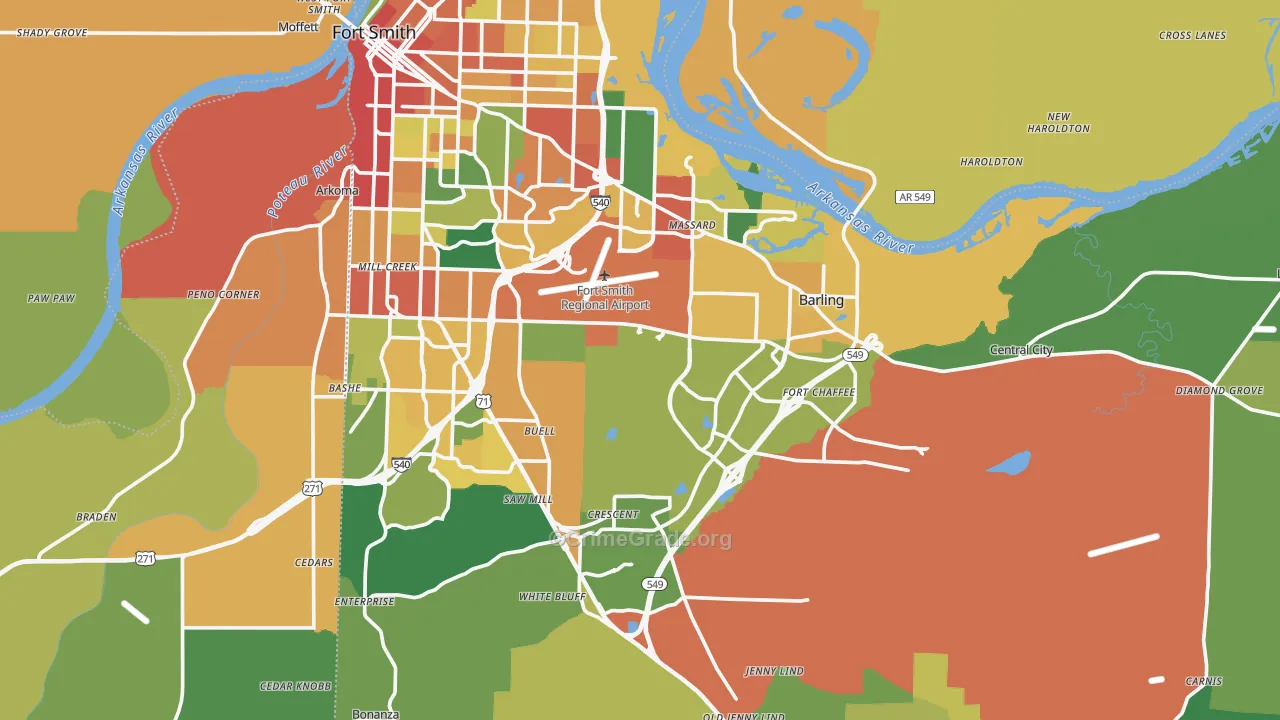 Sebastian County, AR Map of Assault Rates