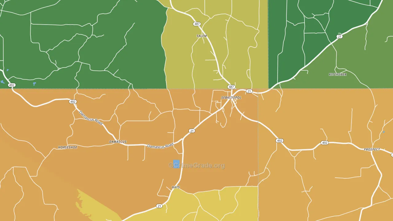Sebastopol, MS Map of Assault Rates