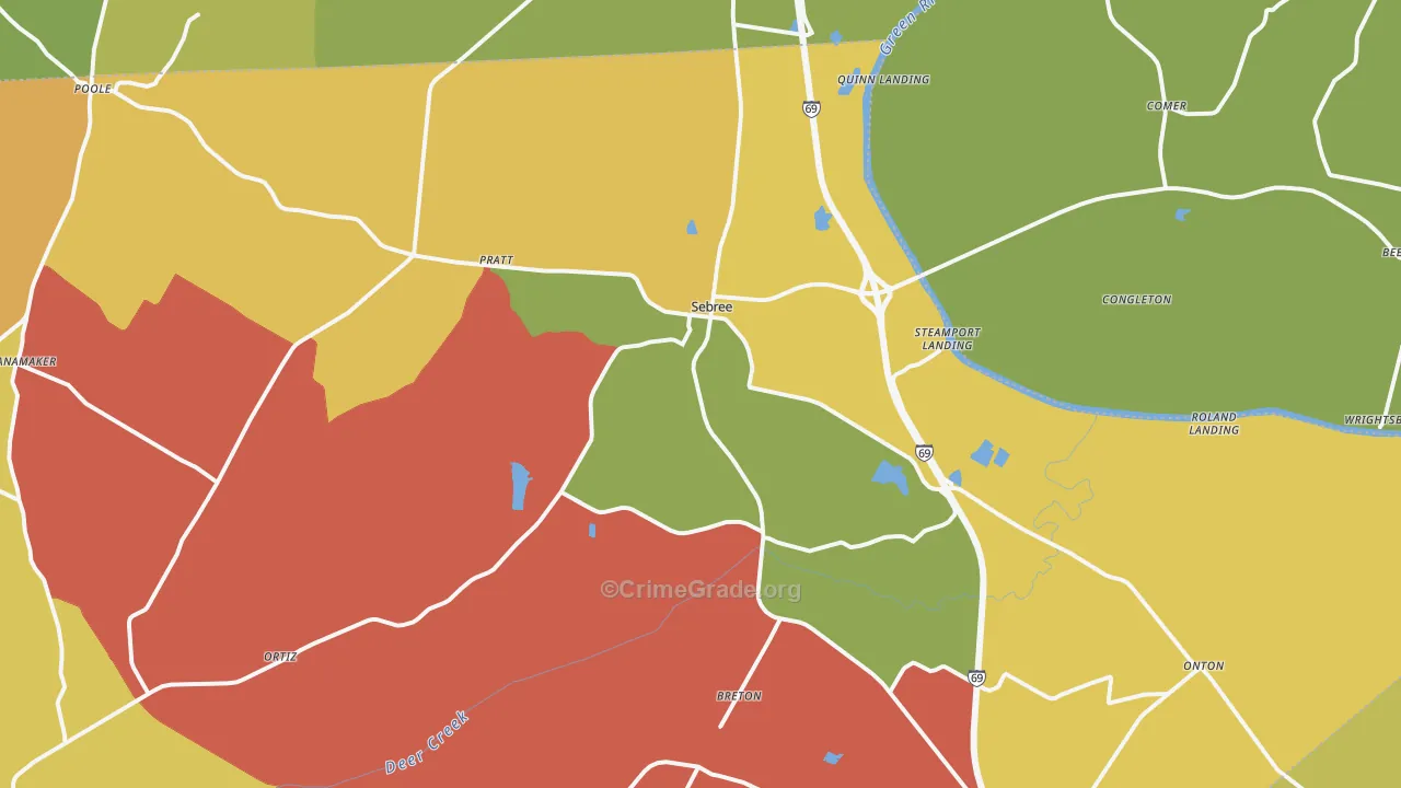 Sebree, KY Map of Assault Rates