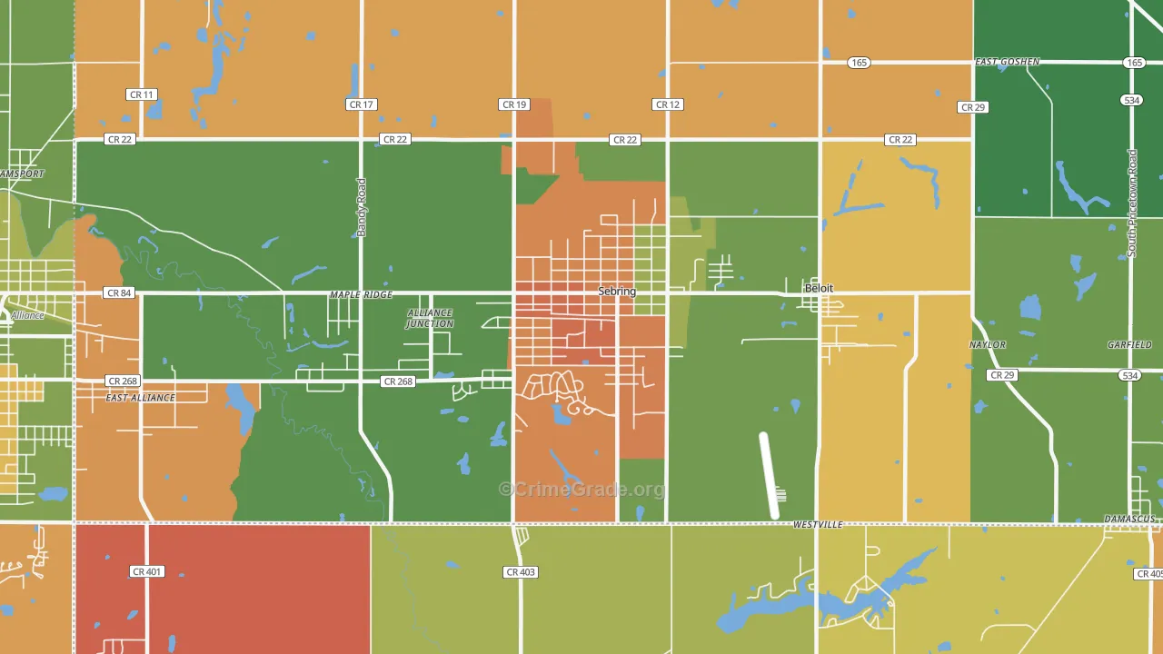 Sebring, OH Map of Assault Rates