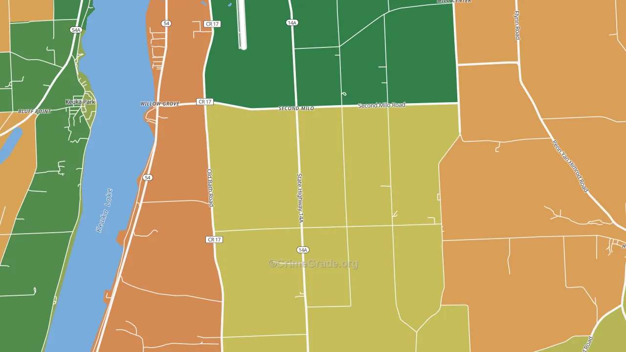 Second Milo, NY Map of Assault Rates