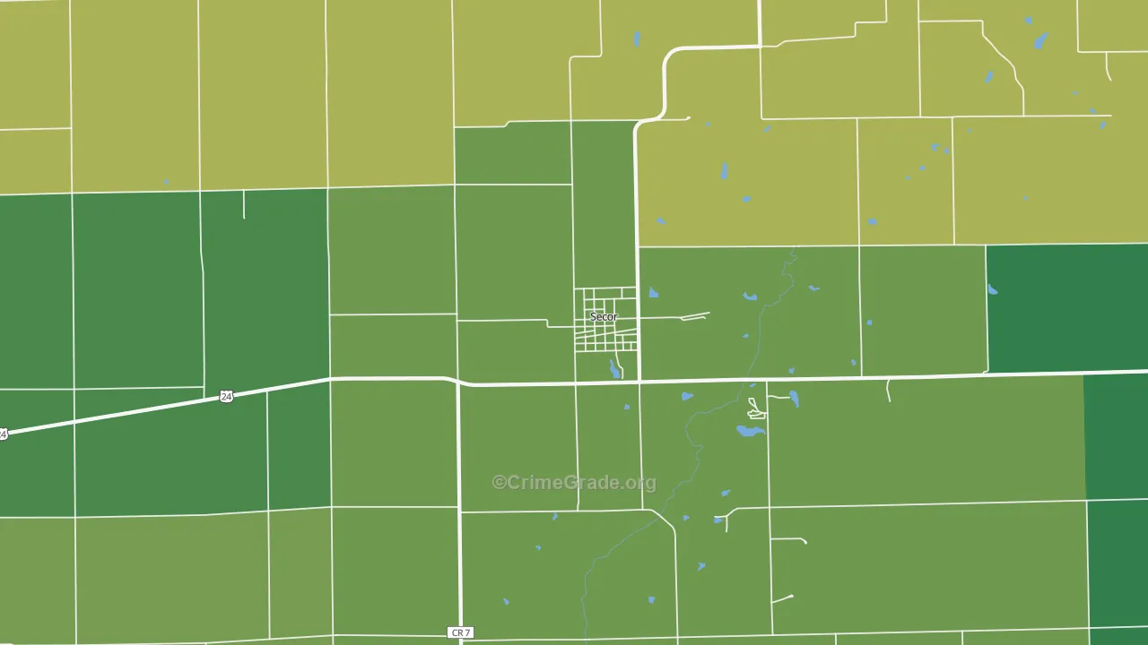 Secor, IL Map of Assault Rates