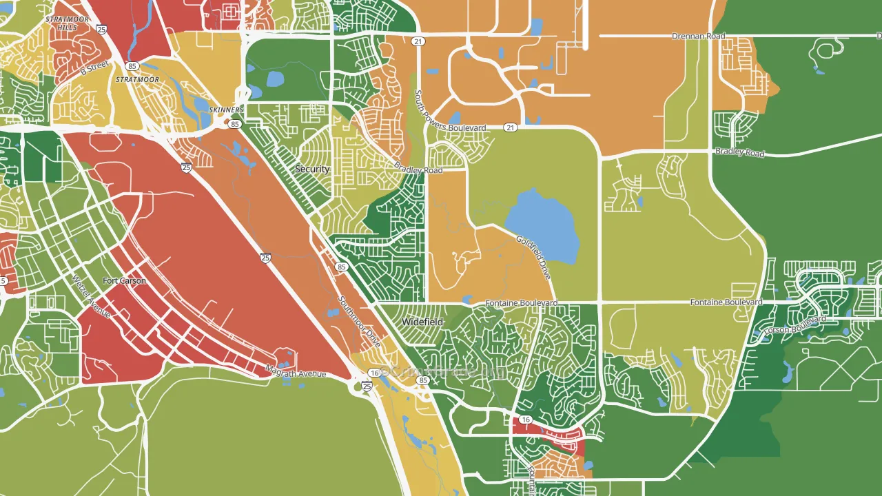 Security-Widefield, CO Map of Assault Rates
