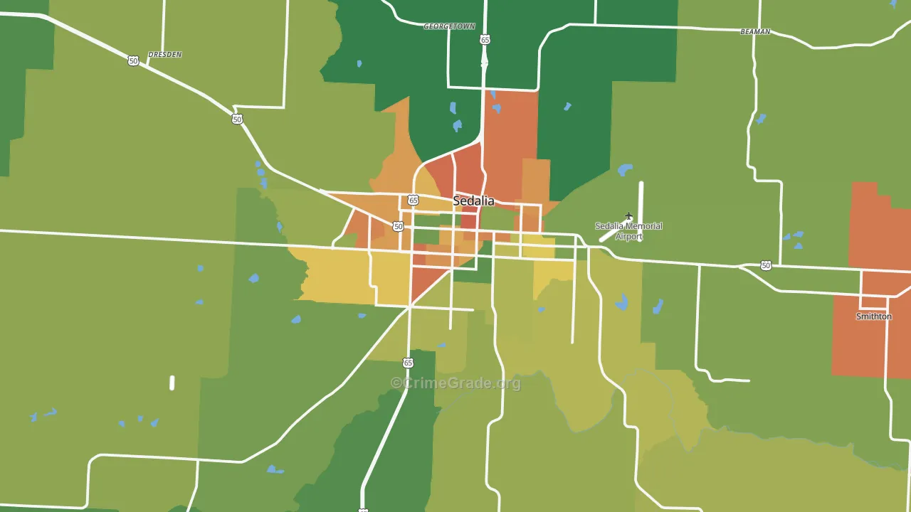 Sedalia, MO Map of Assault Rates