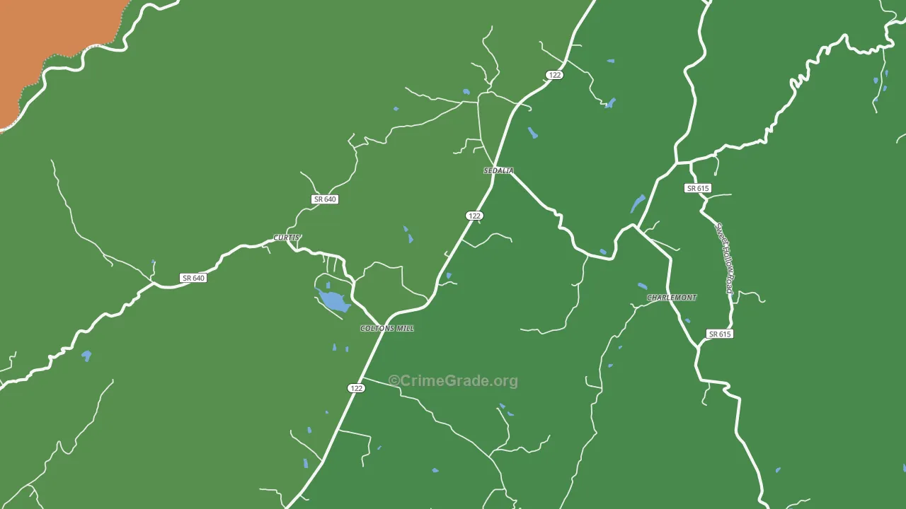 Sedalia, VA Map of Assault Rates
