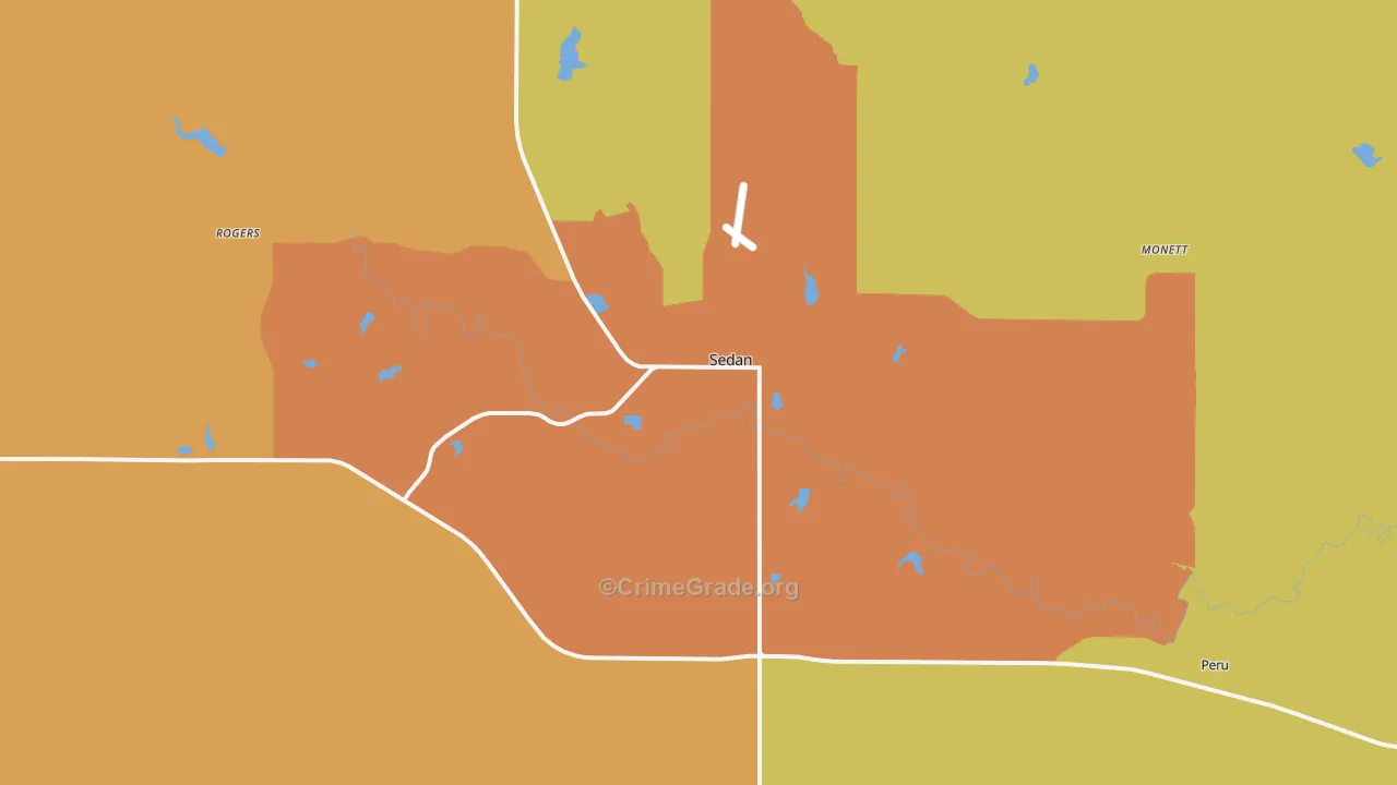 Sedan, KS Map of Assault Rates